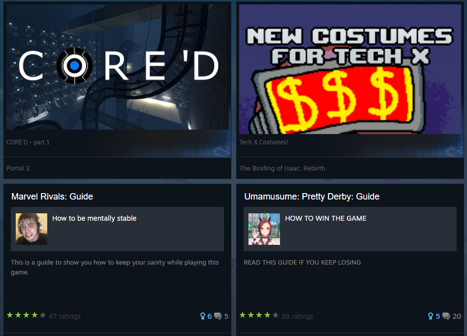 Steam's community page