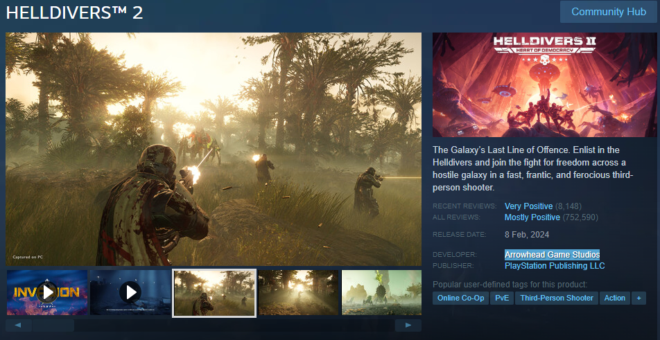 Helldivers II Steam page